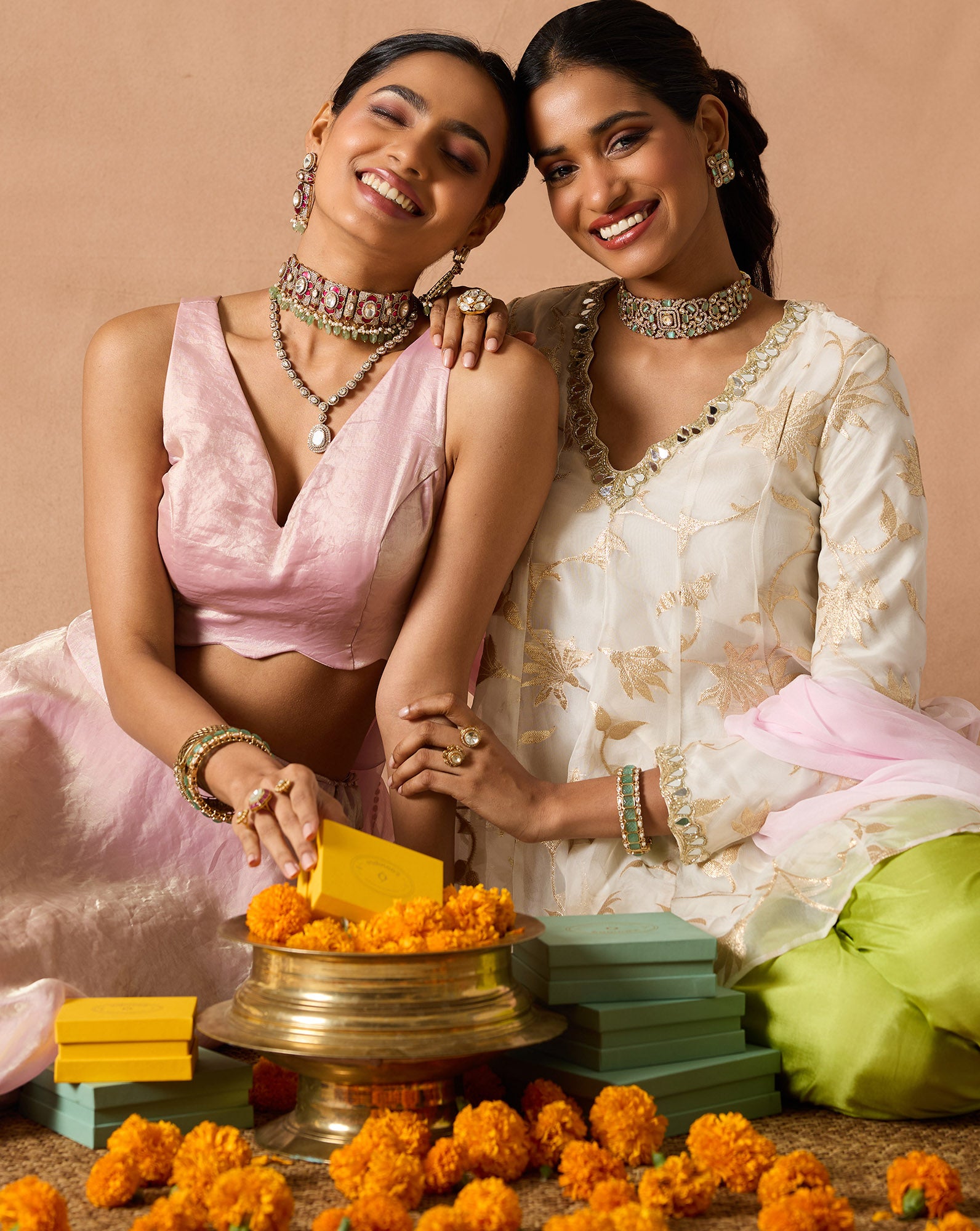 Kundan Polki Two-Head Ring