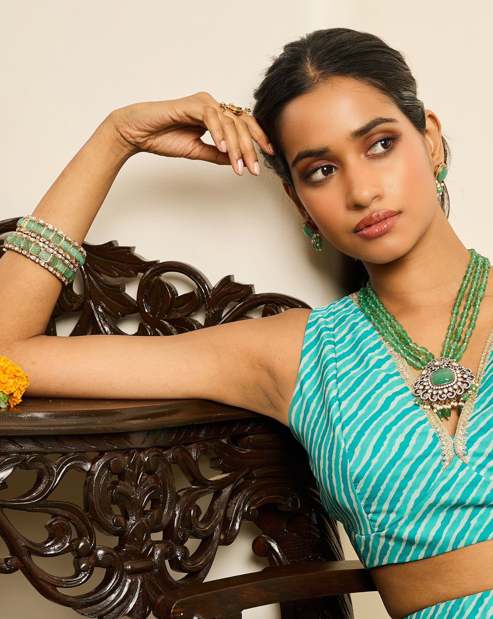 Heera Panna Cuff Bracelet