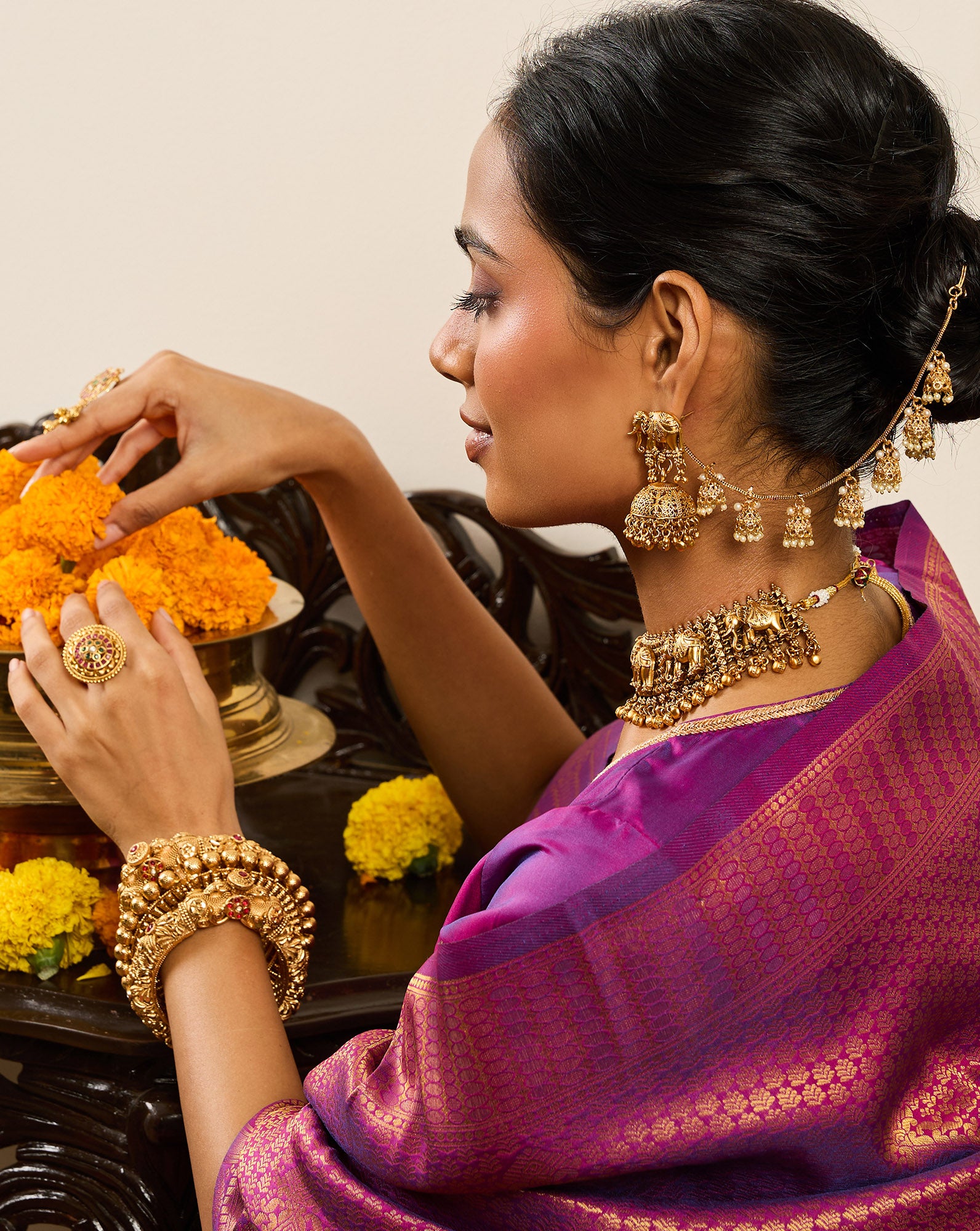Temple Jhumki Ear Chain