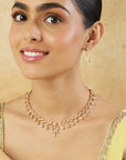 Floral Zircon Gold Necklace Set