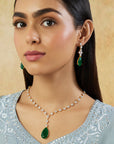 Emerald Zircon Gold Necklace Set