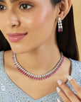 Ruby Zircon Silver Necklace Set