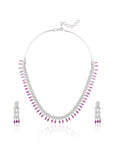 Ruby Zircon Silver Necklace Set