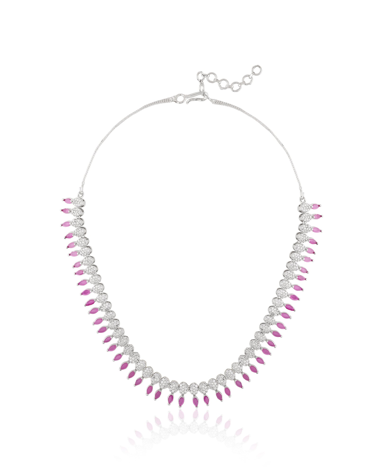 Ruby Zircon Silver Necklace Set