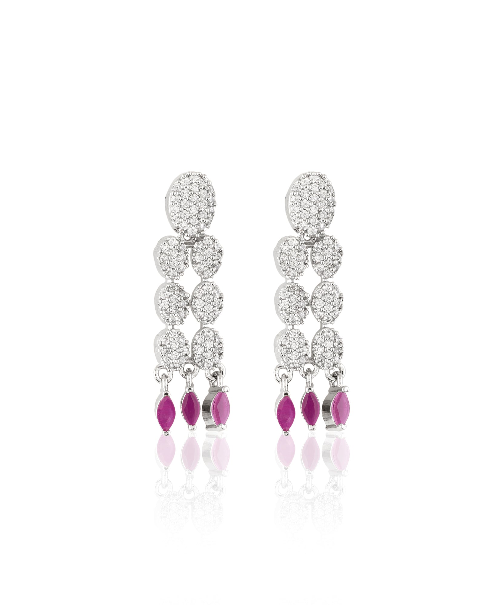 Ruby Zircon Silver Necklace Set